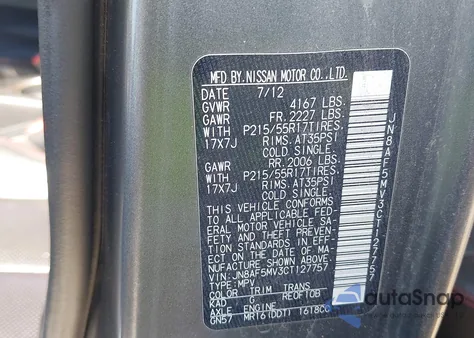 2012 Nissan Juke Sl from USA, damaged, VIN JN8AF5MV3CT127757